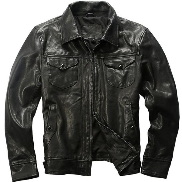 men's leather & faux individuality genuine biker jacket men light luxury bomber motorcycle fashion tough guy spring autumn sheepskin co, Black
men's leather & faux individuality genuine biker jacket men light luxury bomber motorcycle fashion tough guy spring autumn sheepskin co, Black