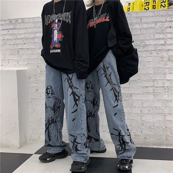 men's pants women's jeans harajuku, streetwear, hippie print, female korean-style jeans, broad-legged loose vintage pants 8xcs, Black
men's pants women's jeans harajuku, streetwear, hippie print, female korean-style jeans, broad-legged loose vintage pants 8xcs, Black