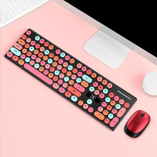 the 2.4ghz rechargeable wireless keyboard and mouse combination design has a retro aesthetic blending retro and modern styles
the 2.4ghz rechargeable wireless keyboard and mouse combination design has a retro aesthetic blending retro and modern styles