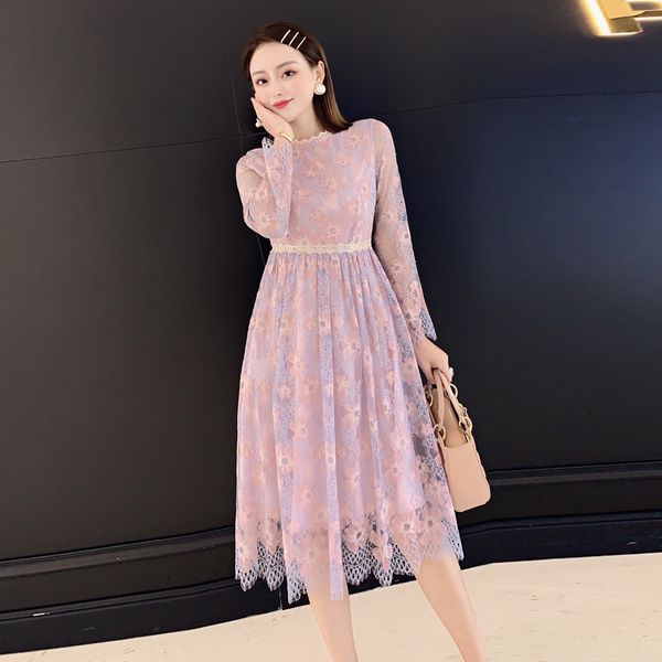 lace embroidery spring summer new women's round neck long sleeve fashion party vintage elegant runway dress 3ar2, Black;gray
lace embroidery spring summer new women's round neck long sleeve fashion party vintage elegant runway dress 3ar2, Black;gray