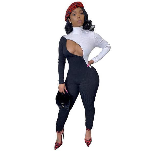 women's jumpsuits & rompers women bandage bodycon jumpsuit patchwork full sleeve long pant lady summer spring overalls for, Black;white
women's jumpsuits & rompers women bandage bodycon jumpsuit patchwork full sleeve long pant lady summer spring overalls for, Black;white