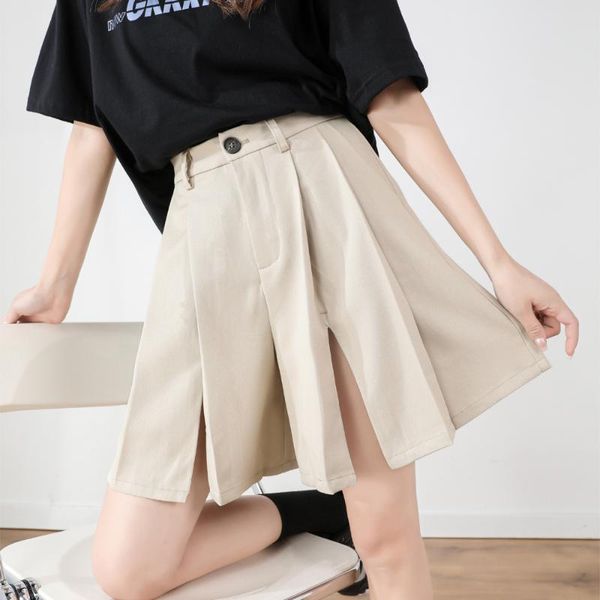 women's shorts 2021 summer korean chic high waist thin skirts women fashion khaki split hem female, White;black
women's shorts 2021 summer korean chic high waist thin skirts women fashion khaki split hem female, White;black