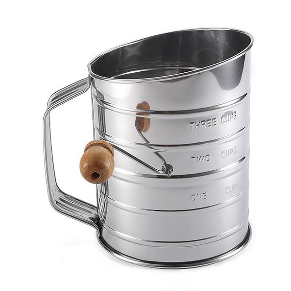 colanders & strainers stainless steel cup type flour sieve hand-cranked angle with scale sugar powder baking tool
colanders & strainers stainless steel cup type flour sieve hand-cranked angle with scale sugar powder baking tool