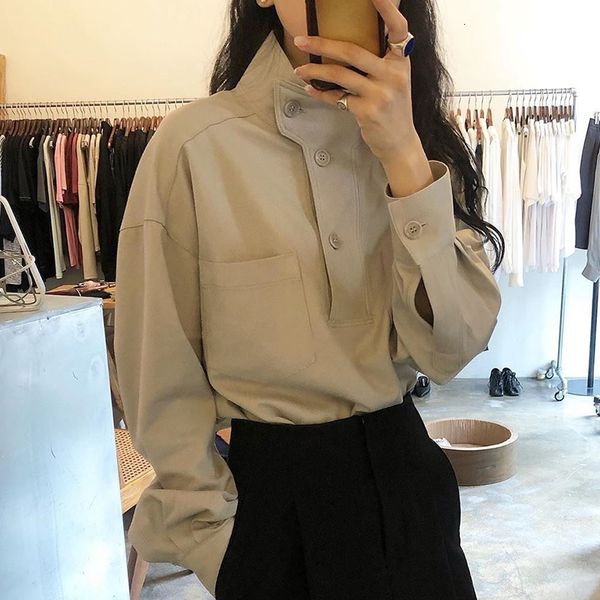 korean style spring autumn 2021 new shirts wild fashion casual ladies blouses and stand collar women clothing 5v5t, White;black
korean style spring autumn 2021 new shirts wild fashion casual ladies blouses and stand collar women clothing 5v5t, White;black