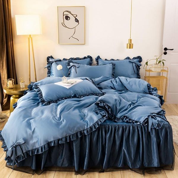 bedding sets duvet cover set 4 pieces solid blue color ruffle bedclothes include bedskirt 2pcs pillowcase comforter oceania
bedding sets duvet cover set 4 pieces solid blue color ruffle bedclothes include bedskirt 2pcs pillowcase comforter oceania