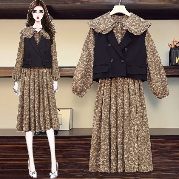 plus size female blazer upper and floral dress printing two sets 2021 holiday clothes streetwear outfits jx9h, Black
plus size female blazer upper and floral dress printing two sets 2021 holiday clothes streetwear outfits jx9h, Black
