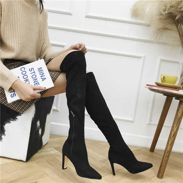 boots 2021 pointed thick flat heel high-heeled knee high skinny elastic children size 40, Black
boots 2021 pointed thick flat heel high-heeled knee high skinny elastic children size 40, Black