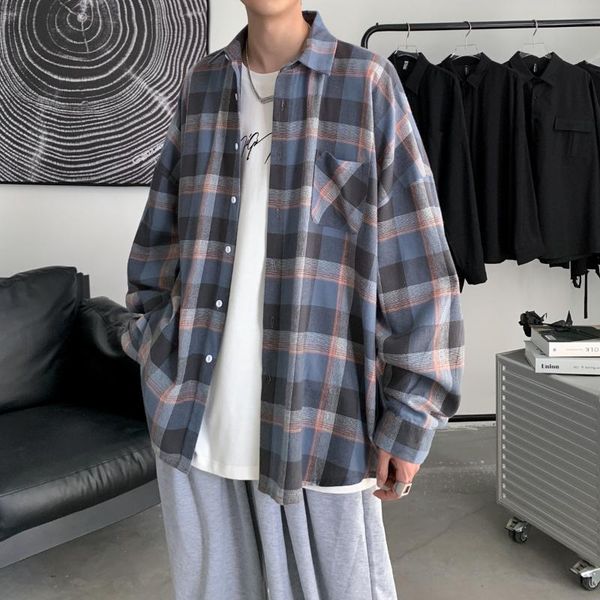 men's casual shirts plaid shirt jacket mens hong kong style japanese long-sleeve korean trendy handsome top, White;black
men's casual shirts plaid shirt jacket mens hong kong style japanese long-sleeve korean trendy handsome top, White;black