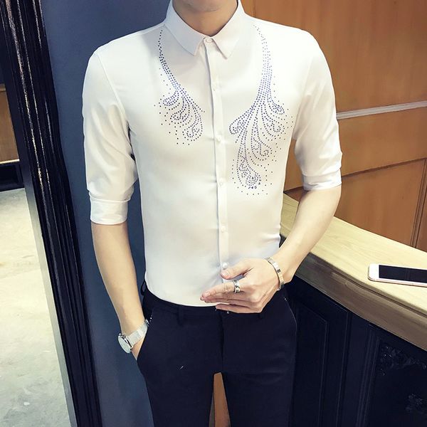 2021 strass casual man's shirt short sleeve men's shirts dressed in streetwear social clothes chemse homme clfy, White;black
2021 strass casual man's shirt short sleeve men's shirts dressed in streetwear social clothes chemse homme clfy, White;black