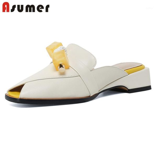 asumer genuine leather slipper women low heel casual shoes peep toe comfortable fashion unique summer ladies slippers1, Black 
asumer genuine leather slipper women low heel casual shoes peep toe comfortable fashion unique summer ladies slippers1, Black