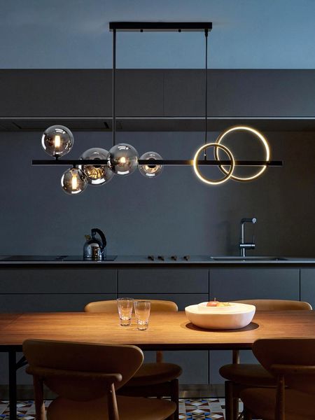 modern simple black dining room island chandelier nordic kitchen deco lighting glass ball restaurant led hanging lights
modern simple black dining room island chandelier nordic kitchen deco lighting glass ball restaurant led hanging lights
