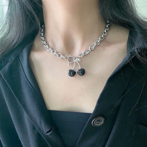 pendant necklaces korean fashion black cherry necklace for women harajuku ot chunky hollow out chain fruit jewelry accessories, Silver
pendant necklaces korean fashion black cherry necklace for women harajuku ot chunky hollow out chain fruit jewelry accessories, Silver