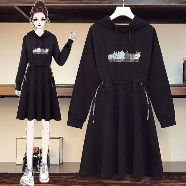 large size women's wear new fashion age reducing dress in spring 2021, Black;gray
large size women's wear new fashion age reducing dress in spring 2021, Black;gray