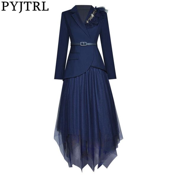 pyjtrl spring autumn women long sleeve beading two-piece set suits +mesh asymmetrical skirt, White
pyjtrl spring autumn women long sleeve beading two-piece set suits +mesh asymmetrical skirt, White