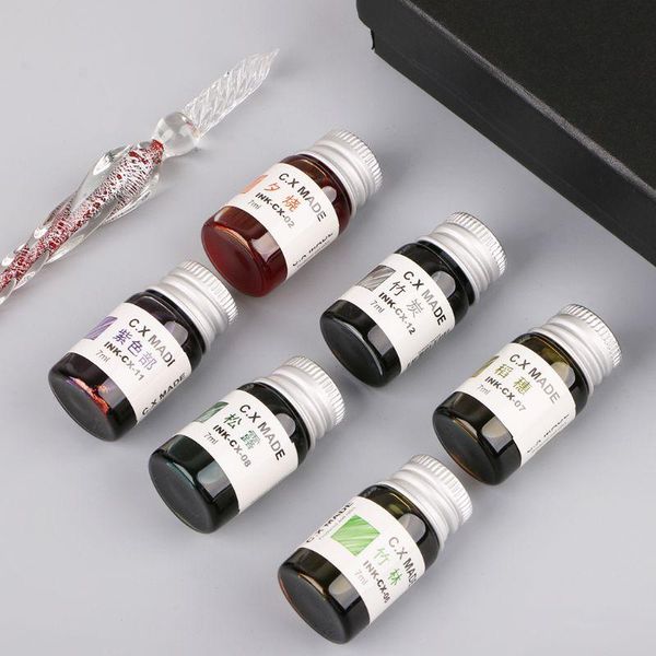 12pcs gold powder colored bottled glass dip pen ink set fountain writing signature box gift 7ml b2qf refills, Black;red
12pcs gold powder colored bottled glass dip pen ink set fountain writing signature box gift 7ml b2qf refills, Black;red