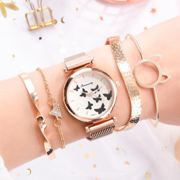 wristwatches drop 5pcs set women watch magnet buckle butterfly watches luxury ladies quartz bracelet clock, Slivery;brown
wristwatches drop 5pcs set women watch magnet buckle butterfly watches luxury ladies quartz bracelet clock, Slivery;brown