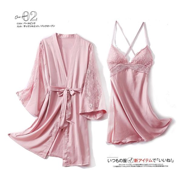 women's sleepwear wedding robe set summer hollow out women nightgown pink patchwork lace sleep loose satin kimono gown homewear, Black;red
women's sleepwear wedding robe set summer hollow out women nightgown pink patchwork lace sleep loose satin kimono gown homewear, Black;red