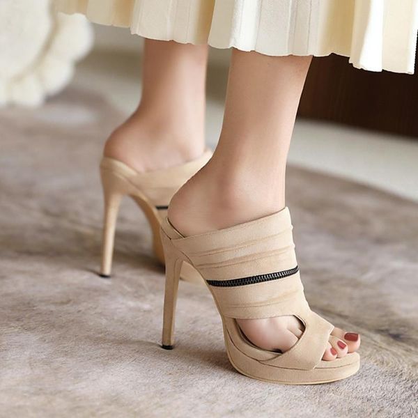 slippers ochanmeb 12cm stiletto thin high heeled women summer punk zipper pleated faux suede leather mules pink red shoe 52, Black
slippers ochanmeb 12cm stiletto thin high heeled women summer punk zipper pleated faux suede leather mules pink red shoe 52, Black