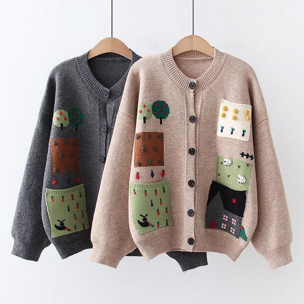 women's knits & tees spring autumn lazy style knitted sweater cardigan loose preppy mori girl embroidery fall jacket woman vintage coa, White
women's knits & tees spring autumn lazy style knitted sweater cardigan loose preppy mori girl embroidery fall jacket woman vintage coa, White