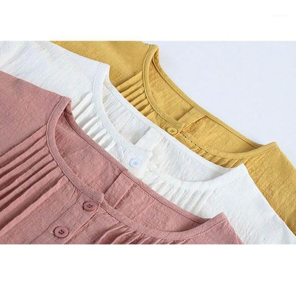 women's blouses & shirts button up shirt pleated blouse women solid long sleeve o-neck plus size chemise oversize femme, White
women's blouses & shirts button up shirt pleated blouse women solid long sleeve o-neck plus size chemise oversize femme, White