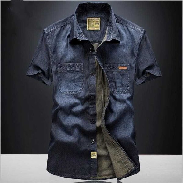 casual shirts thin summer denim shirt men short sleeve mens military plus size xxxl 4xl 210721, White;black
casual shirts thin summer denim shirt men short sleeve mens military plus size xxxl 4xl 210721, White;black