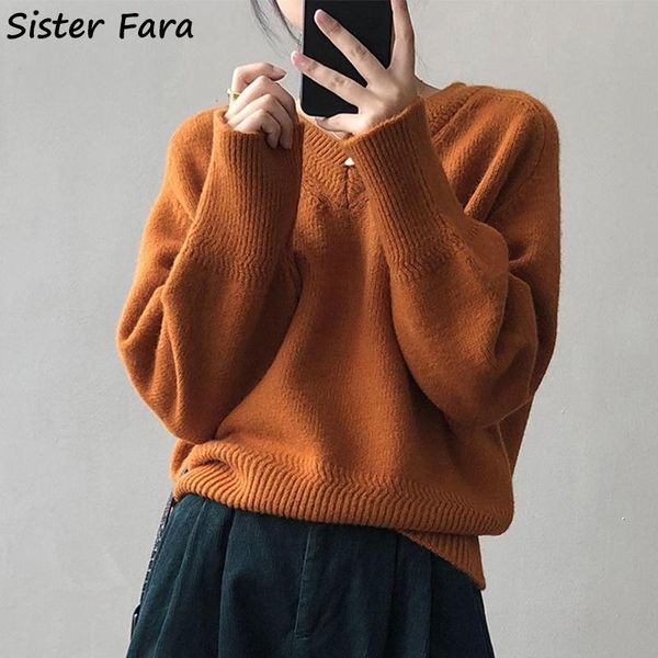 women's sweaters sister fara 2021 autumn winter v-neck knit sweater solid loose pullover female warm casual knitting coat, White;black
women's sweaters sister fara 2021 autumn winter v-neck knit sweater solid loose pullover female warm casual knitting coat, White;black