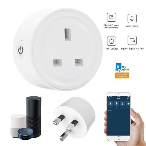 

smart power plugs ewelink zigbee 10a plug uk/us socket alexa app remote voice control function works with smartthings hub