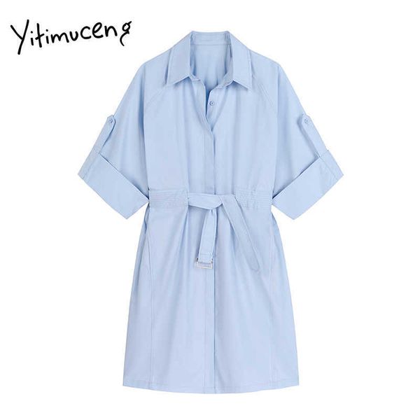 yitimuceng shirt dresses women summer sashes high waist a-line turn-down collar solid blue korean fashion midi dress 210601, Black;gray
yitimuceng shirt dresses women summer sashes high waist a-line turn-down collar solid blue korean fashion midi dress 210601, Black;gray