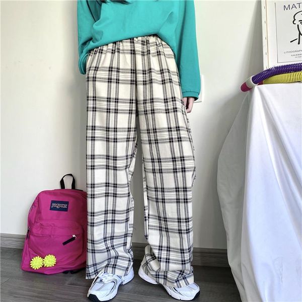 women's pants & capris casual plaid women streetwear elastic high waist loose wide leg spring summer trousers female pantalon femme, Black;white
women's pants & capris casual plaid women streetwear elastic high waist loose wide leg spring summer trousers female pantalon femme, Black;white