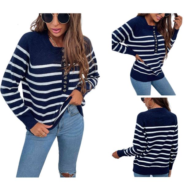 women's sweaters fashionable female striped print long sleeve sweaters around the neck front button casual loose pullovers knitted for, White;black
women's sweaters fashionable female striped print long sleeve sweaters around the neck front button casual loose pullovers knitted for, White;black