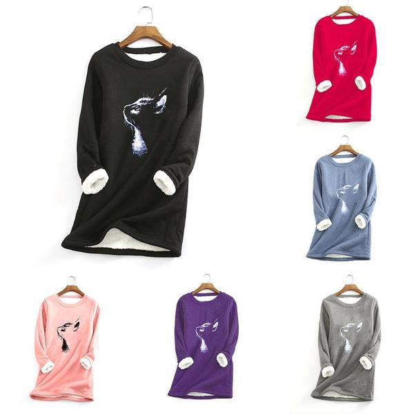 women's hoodies & sweatshirts oversize women winter cat print thick fleece liner loose pullover sweatshirt lady velvet warm o-neck blou, Black
women's hoodies & sweatshirts oversize women winter cat print thick fleece liner loose pullover sweatshirt lady velvet warm o-neck blou, Black