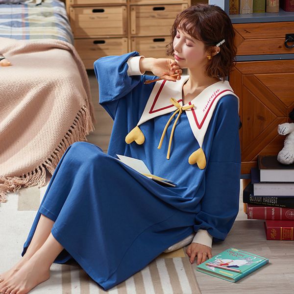 2021 New More Size Autumn Spring Nightgown Korean Style Printing Female Cotton Loose Sweet Ladies Pajamas Homewear JF0B, White
2021 New More Size Autumn Spring Nightgown Korean Style Printing Female Cotton Loose Sweet Ladies Pajamas Homewear JF0B, White