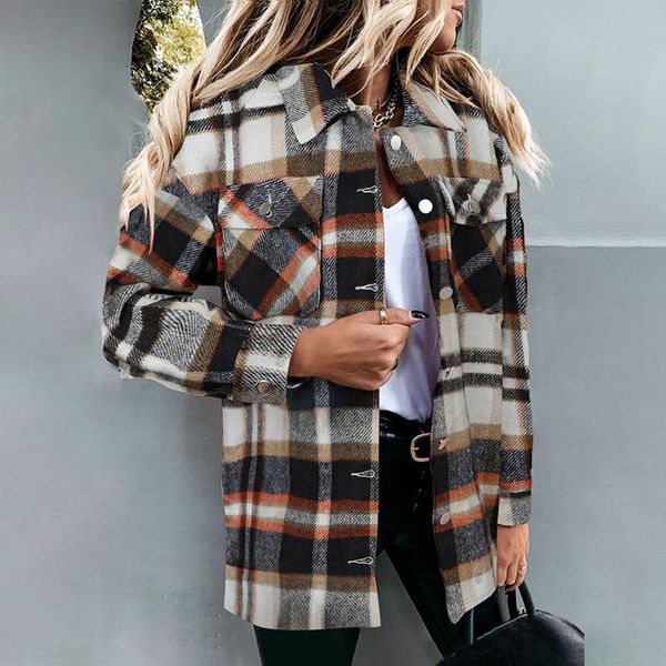 women's jackets blouse plaid office womens 2021 autumn winter fashion print button casual shirt, Black;brown
women's jackets blouse plaid office womens 2021 autumn winter fashion print button casual shirt, Black;brown
