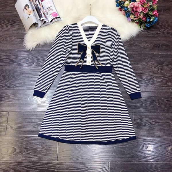 custom chain bow solid stripe dress, Black;gray