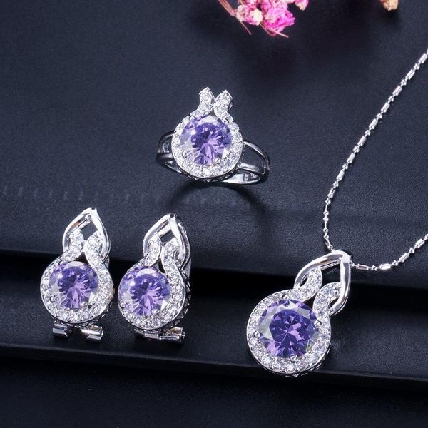 earrings & necklace european and american jewelry set fashion simple zircon ring three piece, Silver
earrings & necklace european and american jewelry set fashion simple zircon ring three piece, Silver