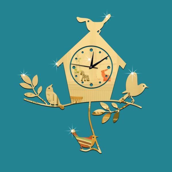 wall clocks little bird playing in the tree house pattern acrylic mirror silent clock modern home decorative
wall clocks little bird playing in the tree house pattern acrylic mirror silent clock modern home decorative