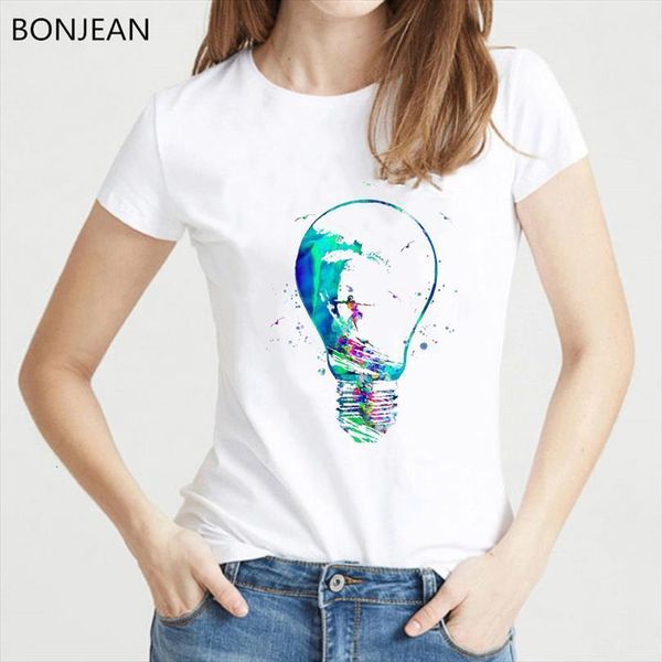 novelty design watercolor surfer mens girl and womens in bulb women hipster cool ladies tee femme korean style female, White;black 
novelty design watercolor surfer mens girl and womens in bulb women hipster cool ladies tee femme korean style female, White;black
