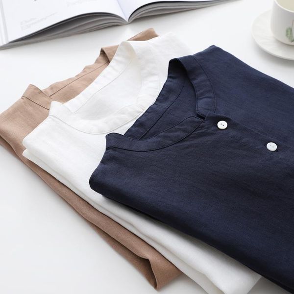 women's blouses & shirts artistic loose linen shirt summer retro cotton short sleeve stand-collar white top
women's blouses & shirts artistic loose linen shirt summer retro cotton short sleeve stand-collar white top