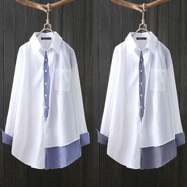 2021 autumn striped patchwork work shirts zanzea elegant cotton linen blouse womens casual long sleeve tunic blusas chemise, White 
2021 autumn striped patchwork work shirts zanzea elegant cotton linen blouse womens casual long sleeve tunic blusas chemise, White