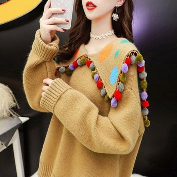 women's sweaters navy collar pullover sweater women autumn and winter 2021 korean loose long-sleeved knitted all-match, White;black
women's sweaters navy collar pullover sweater women autumn and winter 2021 korean loose long-sleeved knitted all-match, White;black