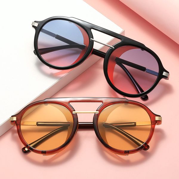 designer new style steampunk women's personalized spring hinge sunglasses men's round frame colorful ocean glasses, White;black
designer new style steampunk women's personalized spring hinge sunglasses men's round frame colorful ocean glasses, White;black