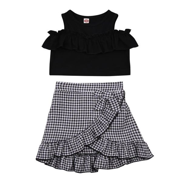 2-7y toddler kids baby girl sleeveless t-shirt ruffles plaid skirt 2pcs outfits summer clothing set, White
2-7y toddler kids baby girl sleeveless t-shirt ruffles plaid skirt 2pcs outfits summer clothing set, White