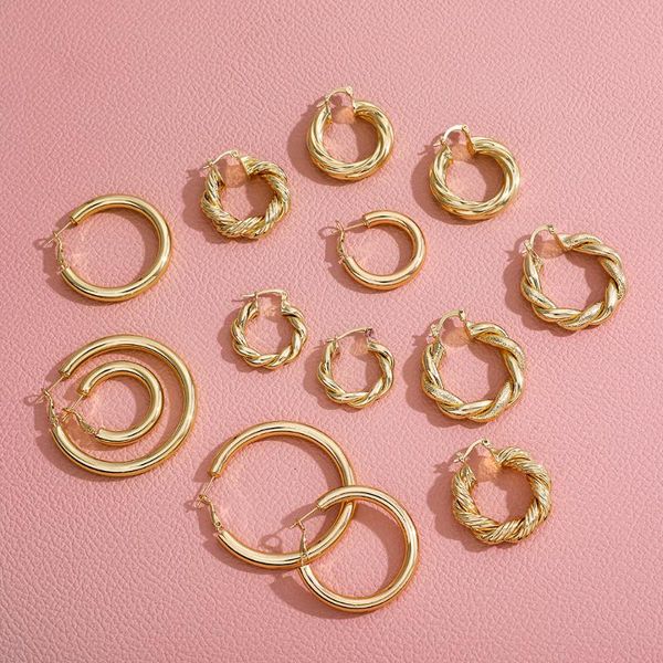 hoop & huggie fashion twisted round chunky earrings for women trendy geometric circle gold color metal big jewelry gifts, Golden;silver
hoop & huggie fashion twisted round chunky earrings for women trendy geometric circle gold color metal big jewelry gifts, Golden;silver