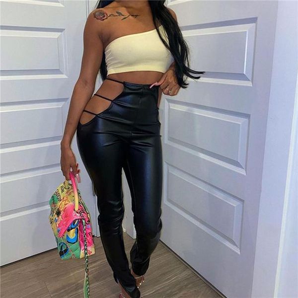women's pants & capris wsevypo hollow out high waist pu women split hem black faux leather pencil trousers 2021 fashion streetwear bott, Black;white
women's pants & capris wsevypo hollow out high waist pu women split hem black faux leather pencil trousers 2021 fashion streetwear bott, Black;white