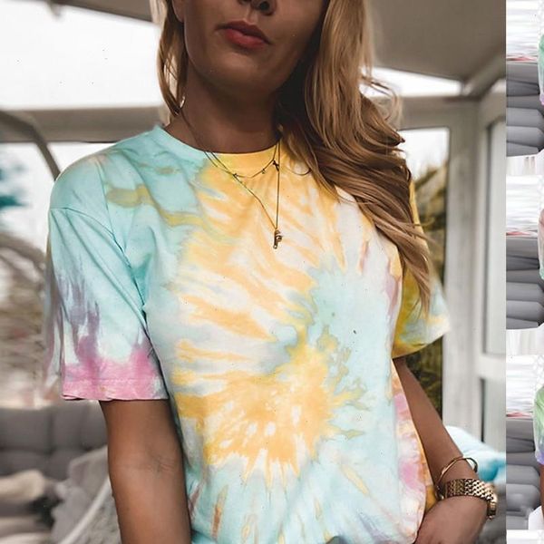 30 new tie dye print women bluzka oversized t shirt o neck t shirt short sleeve tshirt aesthetic, White
30 new tie dye print women bluzka oversized t shirt o neck t shirt short sleeve tshirt aesthetic, White