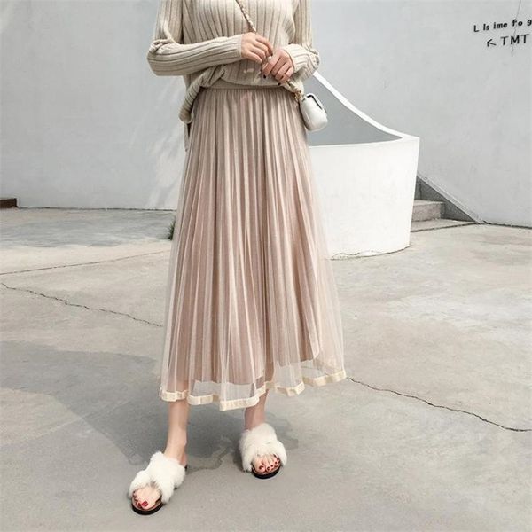 autumn winter elastic high waist slim solid mesh pleated skirt casual large mid-length a-line 210527, Black
autumn winter elastic high waist slim solid mesh pleated skirt casual large mid-length a-line 210527, Black