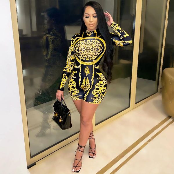 women's jumpsuits & rompers women mini bodycon jumpsuit retro printed skinny long sleeve high collar shorts club wear lady playsuit s-2, Black;white
women's jumpsuits & rompers women mini bodycon jumpsuit retro printed skinny long sleeve high collar shorts club wear lady playsuit s-2, Black;white
