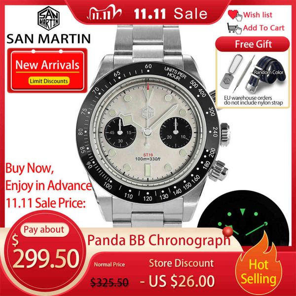 san martin men sports watch 40mm panda bb chronograph retro luxury seagull st1901 manual mechanical sapphire 10bar luminous, Slivery;brown
san martin men sports watch 40mm panda bb chronograph retro luxury seagull st1901 manual mechanical sapphire 10bar luminous, Slivery;brown
