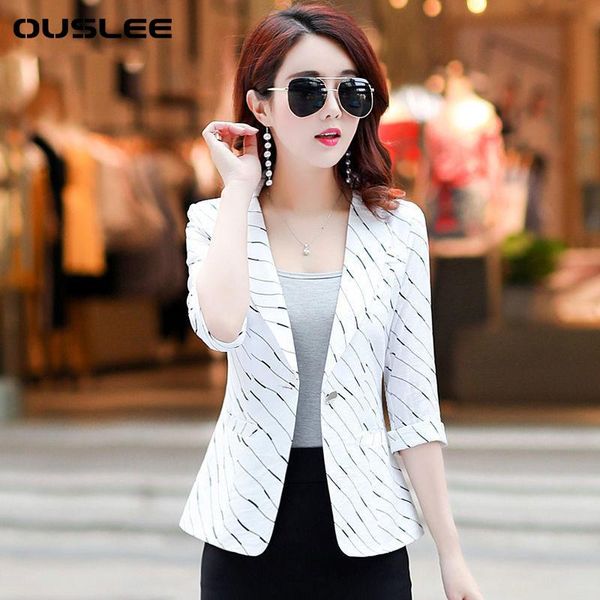 women's suits & blazers ouslee women spring stripe blazer seven-quarter sleeve jacket korean casual short slim thin pockets coat, White;black
women's suits & blazers ouslee women spring stripe blazer seven-quarter sleeve jacket korean casual short slim thin pockets coat, White;black