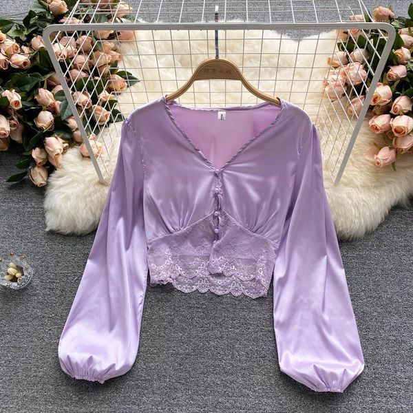 women's blouses & shirts 2021 autumn fashion blouse female sweet lace blusa stitching breasted self-cultivation all-match puff sleeve s, White
women's blouses & shirts 2021 autumn fashion blouse female sweet lace blusa stitching breasted self-cultivation all-match puff sleeve s, White
